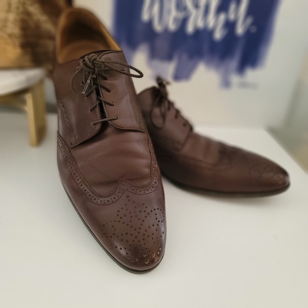 Bally Men's Normal Brown Wing Tip Oxford Dress Shoes Size 12 Great Condition - Picture 3 of 12